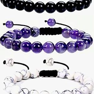 ✨20%off 3+✨NWT Genuine 8mm Power Gemstone Unisex Bracelet, Adjustable✨